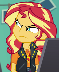 Size: 703x865 | Tagged: safe, screencap, sunset shimmer, equestria girls, equestria girls specials, g4, my little pony equestria girls: better together, my little pony equestria girls: forgotten friendship, cropped, female, frown, geode of empathy, magical geodes, solo