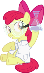 Size: 1895x3163 | Tagged: safe, artist:slb94, apple bloom, earth pony, pony, g4, twilight time, clothes, erlenmeyer flask, female, lab coat, safety goggles, simple background, solo, transparent background, vector