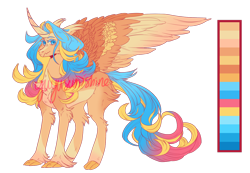 Size: 1280x887 | Tagged: safe, artist:yuyusunshine, classical hippogriff, hippogriff, hybrid, pony, female, magical lesbian spawn, offspring, parent:princess skystar, parent:sunset shimmer, reference sheet, simple background, solo, transparent background