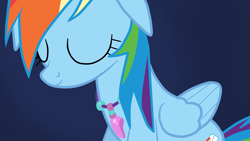 Size: 1920x1080 | Tagged: safe, artist:kazamacat, rainbow dash, pegasus, pony, fanfic:the master mev, g4, eyes closed, fanfic art, female, jewelry, necklace, show accurate, smiling, solo
