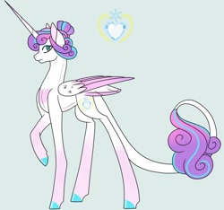 Size: 1280x1200 | Tagged: safe, artist:angelofdarkness5703, princess flurry heart, pony, g4, colored wings, concave belly, female, gradient legs, horn, leonine tail, long horn, long legs, older, older flurry heart, simple background, slender, solo, sternocleidomastoid, tail, tall, thin, two toned wings, wings