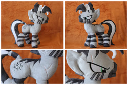 Size: 2550x1700 | Tagged: safe, artist:top plush, oc, oc only, oc:xenith, pony, zebra, fallout equestria, collage, fallout, fanfic, fanfic art, injured, irl, photo, plushie, scar, solo