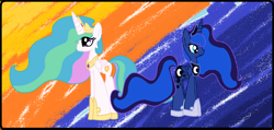 Size: 1062x506 | Tagged: safe, artist:solstacesong, princess celestia, princess luna, alicorn, pony, g4, female, royal sisters, siblings, sisters