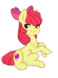 Size: 1156x1536 | Tagged: safe, artist:siripim111, apple bloom, earth pony, pony, g4, adorabloom, chest fluff, cute, female, filly, simple background, solo, white background