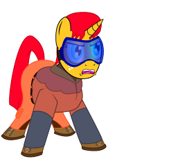 Size: 1200x1100 | Tagged: safe, artist:warren peace, oc, oc only, oc:dr. headspace, pony, unicorn, angry, boots, clothes, female, freckles, mare, pants, parka, shoes, simple background, snow goggles, solo, teary eyes, transparent background, vector