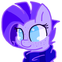 Size: 500x500 | Tagged: safe, artist:solstacesong, oc, oc only, oc:digi sketch, pony, blue eyes, chibi, clothes, cute, scarf, solo
