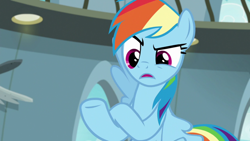 Size: 1920x1080 | Tagged: safe, screencap, rainbow dash, pegasus, pony, daring doubt, angry, female, flying, solo