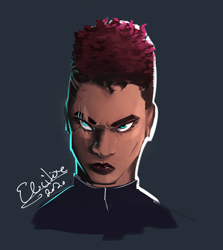 Size: 1212x1359 | Tagged: safe, artist:elicitie, fizzlepop berrytwist, tempest shadow, human, g4, bionic, bust, dark skin, female, futuristic, humanized, portrait, solo