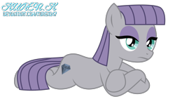 Size: 1900x1071 | Tagged: safe, artist:kuren247, maud pie, earth pony, pony, g4, crossed arms, cute, female, looking at you, lying down, mare, maudabetes, maudalina daisy pie, no clothes, prone, simple background, solo, transparent background, we don't normally wear clothes, wrong cutie mark