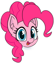 Size: 1864x2172 | Tagged: safe, alternate version, artist:czu, pinkie pie, earth pony, pony, g4, bust, cute, diapinkes, female, head only, looking at you, open mouth, portrait, simple background, smiling, solo, transparent background