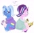 Size: 1717x1658 | Tagged: safe, artist:nyota71, pound cake, princess flurry heart, pumpkin cake, starlight glimmer, trixie, pony, unicorn, g4, alternate hairstyle, babysitter trixie, babysitting, bags under eyes, bedroom eyes, blushing, body markings, bust, cake twins, chest fluff, clothes, colored pupils, ear fluff, female, gameloft interpretation, hoodie, hoof fluff, implied sex, lesbian, mare, pigtails, ponytail, redesign, screaming, ship:startrix, shipping, siblings, simple background, twins, twintails, unshorn fetlocks
