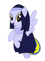 Size: 7300x9900 | Tagged: safe, artist:byteslice, oc, oc only, oc:huracata, pegasus, pony, .svg available, clothes, female, flying, happy, jewelry, looking at you, mare, necklace, nun, open mouth, simple background, smiling, solo, spread wings, svg, transparent background, vector, wings