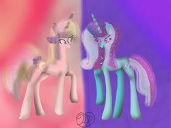 Size: 1024x768 | Tagged: safe, artist:commandereclipse, oc, oc:diamond gem, oc:sugar moon, pony, unicorn, friends, horn, unicorn oc