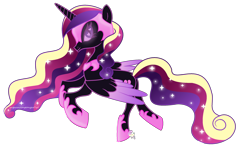 Size: 2518x1472 | Tagged: safe, alternate version, artist:sugarmoonponyartist, princess cadance, alicorn, pony, g4, alternate design, alternate timeline, alternate universe, corrupted, evil, evil grin, female, grin, heart eyes, horn, nightmare cadance, nightmare heart, nightmarified, simple background, smiling, solo, transparent background, wingding eyes, wings