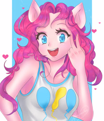 Size: 2154x2500 | Tagged: safe, artist:monyachan, pinkie pie, equestria girls, g4, my little pony equestria girls: better together, anime, beautiful, bust, cute, diapinkes, digital art, female, heart, high res, looking at you, ponied up, portrait, solo