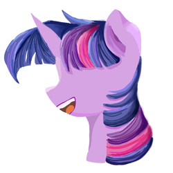 Size: 2000x2000 | Tagged: safe, artist:wimple, twilight sparkle, pony, unicorn, g4, bust, female, high res, no eyes, simple background, smiling, solo, white background