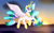 Size: 4000x2500 | Tagged: safe, artist:brilliant-luna, princess celestia, alicorn, pony, g4, armor, cloud, crown, dawn, ear fluff, female, flowing mane, flying, fog, high res, jewelry, magic, regalia, solo, sun, tall alicorn