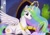 Size: 1024x724 | Tagged: safe, artist:neoshrek, princess celestia, alicorn, pony, g4, female, magic, prone, quill, solo, tall alicorn