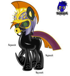 Size: 3840x4154 | Tagged: safe, artist:damlanil, oc, oc only, oc:cyto, earth pony, pony, cape, clothes, commission, female, gas mask, gold, helmet, latex, latex suit, mare, mask, oxygen tank, rubber, shiny, shoes, simple background, solo, transparent background, tube, vector