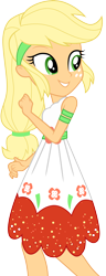 Size: 2304x6000 | Tagged: safe, artist:cloudy glow, applejack, equestria girls, equestria girls series, g4, i'm on a yacht, spoiler:eqg series (season 2), clothes, dress, female, freckles, hatless, missing accessory, simple background, sleeveless, smiling, solo, transparent background, vector