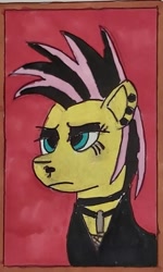 Size: 737x1229 | Tagged: safe, artist:rapidsnap, fluttershy, pony, g4, female, fluttergoth, goth, painting, solo, traditional art