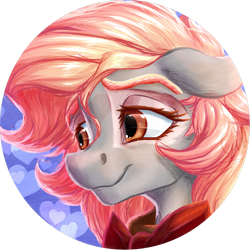 Size: 1024x1024 | Tagged: safe, artist:thatonegib, oc, oc only, oc:ava, pony, bowtie, clothes, commission, cropped, eyebrows, eyelashes, hoodie, long hair, looking sideways, multicolored hair, profile picture, simple background, smiling, solo, transparent background