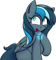 Size: 1982x2142 | Tagged: source needed, safe, artist:askhypnoswirl, oc, oc only, oc:rainshadow, pegasus, pony, jewelry, necklace, possessed, simple background, solo, white background