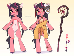 Size: 1000x760 | Tagged: safe, artist:yukomaussi, oc, demon, pony, semi-anthro, adoptable, arm hooves, auction, reference sheet