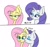 Size: 950x900 | Tagged: safe, artist:melliedraws, fluttershy, rarity, pegasus, pony, unicorn, g4, blushing, cheek kiss, cute, eyes closed, eyeshadow, female, happy, heart nostrils, kissing, lesbian, makeup, mare, mole, raribetes, sad, ship:flarity, shipping, shyabetes, simple background, smiling, turn that frown upside down, white background