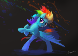 Size: 1200x864 | Tagged: safe, artist:huussii, rainbow dash, pegasus, pony, g4, black background, female, mare, simple background, solo
