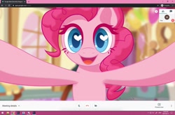 Size: 1600x1055 | Tagged: safe, artist:rainspeak, pinkie pie, earth pony, pony, g4, colored pupils, female, heart eyes, hug, looking at you, solo, wingding eyes