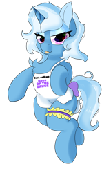 Size: 2362x4000 | Tagged: safe, artist:jubyskylines, trixie, pony, unicorn, g4, apron, bedroom eyes, chest fluff, clothes, ear fluff, female, garter, looking at you, simple background, solo, tongue out, transparent background