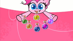 Size: 1195x672 | Tagged: safe, edit, edited screencap, screencap, pinkie pie, earth pony, pony, g4, g4.5, my little pony: pony life, princess probz, female, meme, minecraft, minecraft potions, potion, potions, smiling, solo