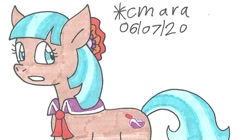 Size: 981x551 | Tagged: safe, artist:cmara, coco pommel, earth pony, pony, g4, female, flower, flower in hair, mare, solo, traditional art
