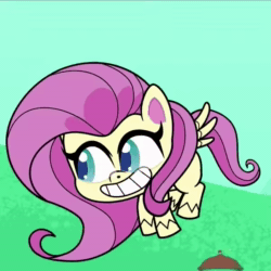 Size: 600x600 | Tagged: safe, screencap, fluttershy, pegasus, pony, g4.5, my little pony: pony life, the best of the worst, animated, cropped, female, nice, noice, reaction image, solo, sound, webm