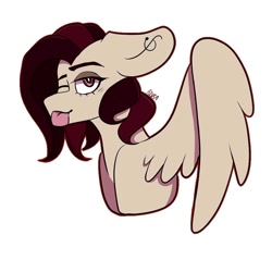 Size: 1000x1000 | Tagged: safe, artist:azusadrawz, oc, oc only, pegasus, pony, :p, bust, one eye closed, pegasus oc, simple background, solo, tongue out, white background, wings, wink