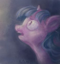 Size: 1280x1367 | Tagged: safe, artist:krista-21, twilight sparkle, pony, unicorn, g4, bust, crying, female, looking up, mare, open mouth, portrait, profile, solo, teary eyes, worried