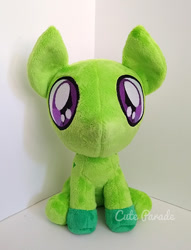 Size: 400x524 | Tagged: safe, artist:catnapcaps, oc, oc only, oc:demon hellspawn, half-siren, hybrid, pony, bald, colored hooves, colt, irl, magical gay spawn, male, offspring, photo, plushie, slit pupils, solo, wip