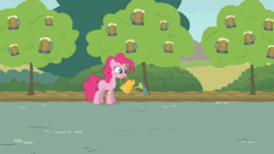 Size: 1280x720 | Tagged: safe, artist:forgalorga, pinkie pie, earth pony, pony, g4, animated, cider, cute, diapinkes, female, it came from youtube, mouth hold, pinkie being pinkie, show accurate, solo, tree, watering can, youtube link