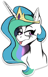 Size: 1877x3014 | Tagged: safe, artist:obscuredragone, princess celestia, g4, simple background, sketch, tongue out, transparent background