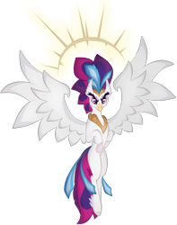 Size: 898x1142 | Tagged: safe, artist:virenth, queen novo, hippogriff, g4, my little pony: the movie, angry, female, jewelry, looking at you, regalia, simple background, solo, spread wings, transparent background, wings