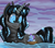 Size: 3088x2688 | Tagged: safe, artist:smirk, trixie, oc, oc:orchid, kaiju, kaiju pony, pony, unicorn, g4, bioluminescent, boat, duo, fishing, high res, macro, ms paint, shrunken pupils, size difference