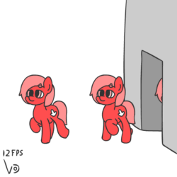 Size: 800x800 | Tagged: safe, artist:vohd, oc, oc:downvote, earth pony, pony, derpibooru, animated, derpibooru ponified, frame by frame, meta, ponified, simple background, walking