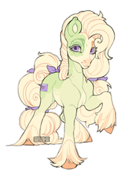 Size: 792x1101 | Tagged: safe, artist:kasreit-ne, oc, oc only, oc:fortune's messenger, earth pony, pony, blaze (coat marking), bow, coat markings, colored hooves, facial markings, female, mare, pale belly, simple background, sketch, solo, transparent background, unshorn fetlocks