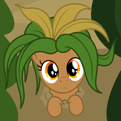 Size: 1873x1876 | Tagged: safe, artist:badumsquish, derpibooru exclusive, monster pony, original species, plant pony, g4, dirt, female, ground, high angle, looking at you, mandragora, mandrake, mare, maredragora, plant, show accurate, solo