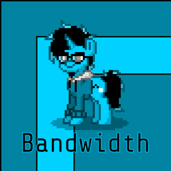 Size: 640x640 | Tagged: safe, artist:bandwidth, oc, oc only, oc:bandwidth, pony, unicorn, abstract background, brown eyes, clothes, computer mouse, cutie mark, glasses, hoodie, male, name tag, stallion