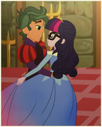Size: 2400x2990 | Tagged: safe, artist:cxpcakes, sci-twi, timber spruce, twilight sparkle, equestria girls, g4, disney, disney princess, female, high res, male, prince phillip, princess aurora, shipping, sleeping beauty, straight, timbertwi