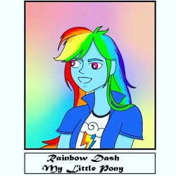 Size: 591x591 | Tagged: safe, alternate version, artist:talyhlou, rainbow dash, equestria girls, g4, :d, bust, clothes, female, open mouth, smiling, solo
