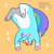 Size: 500x500 | Tagged: safe, artist:dusty-munji, rainbow dash, cat, g4, blush sticker, blushing, catified, cute, dashabetes, eyes closed, female, orange background, paw pads, paws, rainbow cat, simple background, solo, species swap, underpaw