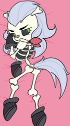 Size: 1092x1952 | Tagged: safe, alternate version, artist:steelsoul, skellinore, g4, the break up breakdown, blushing, body pillow, body pillow design, bone, boots, female, looking at you, looking back, looking back at you, shoes, skeleton